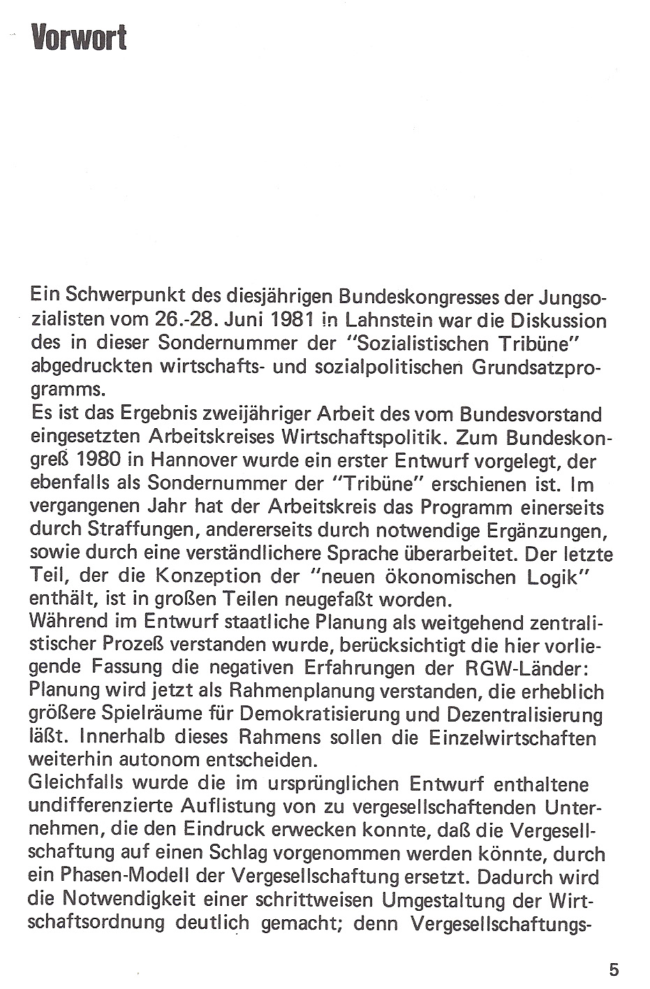 1981 Juso-Programm Vorwort