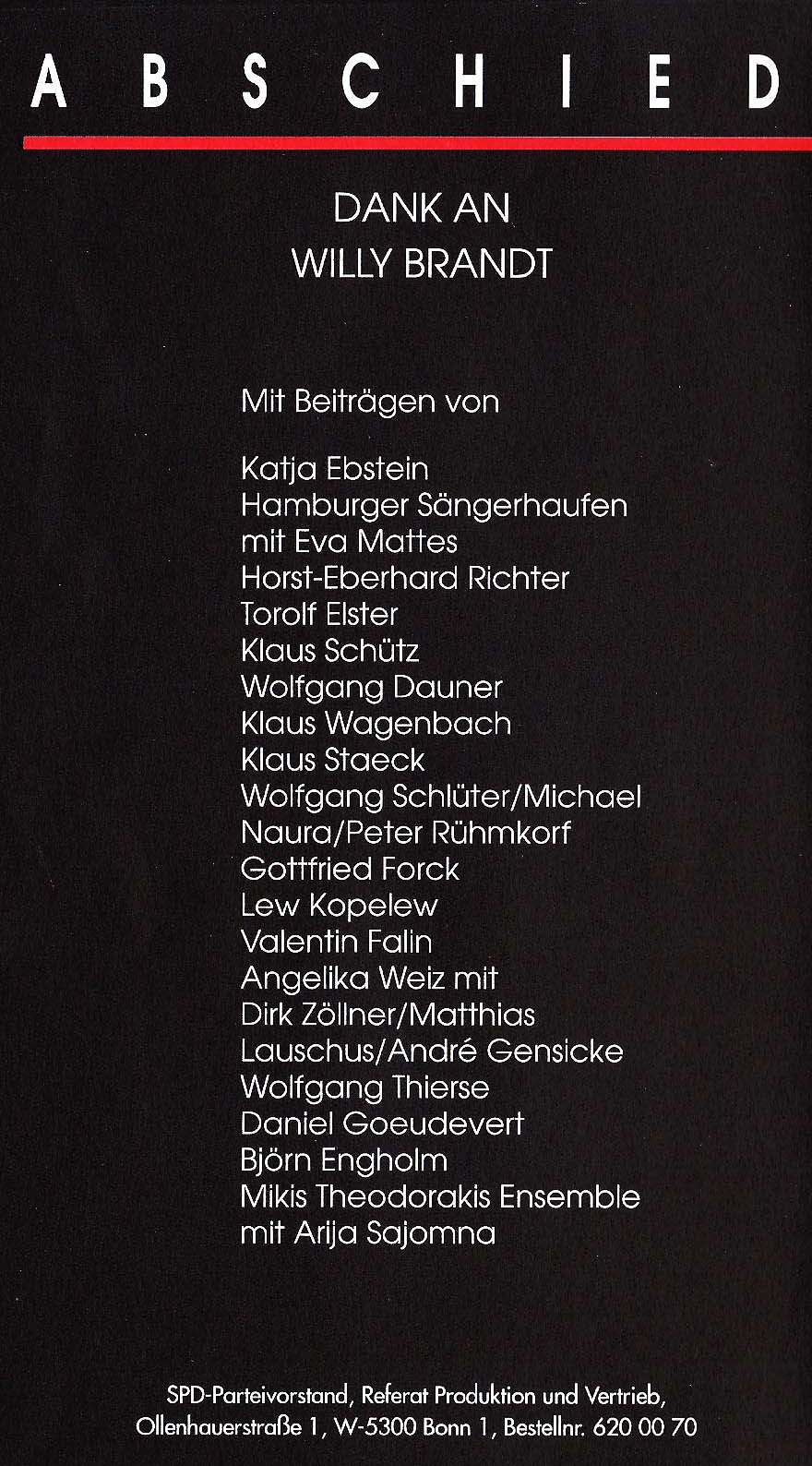 Abschied Brandt Video Rückseite